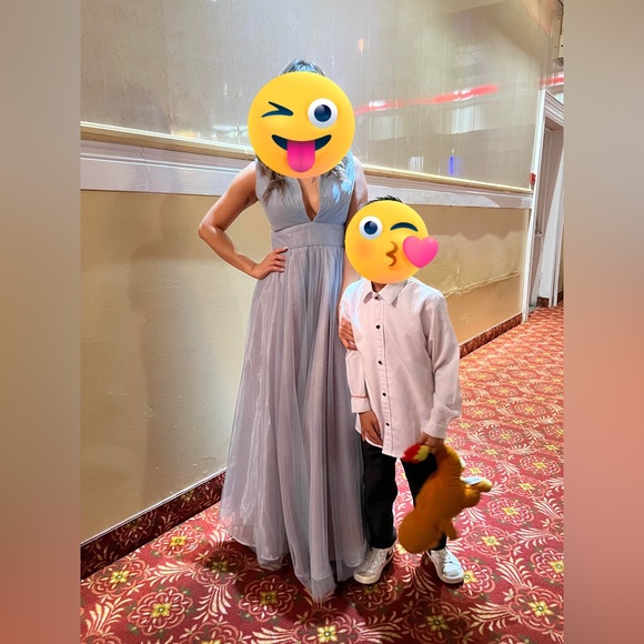 Size 4 Blue-Grey Tulle Gown - Picture 2 of 2